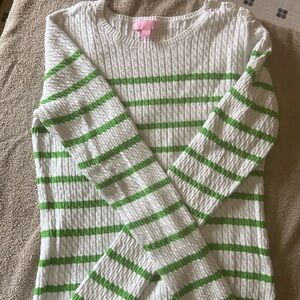 Lilly Pulitzer light weight sweater. White/Green stripe